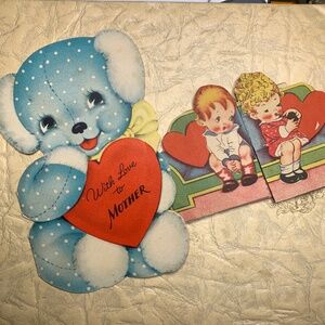 1940s Be My Valentine cards 1 for MOM and 1 for boy / girl - collectible